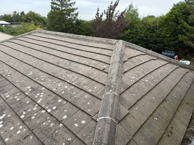 New battens laid across a bungalow roof